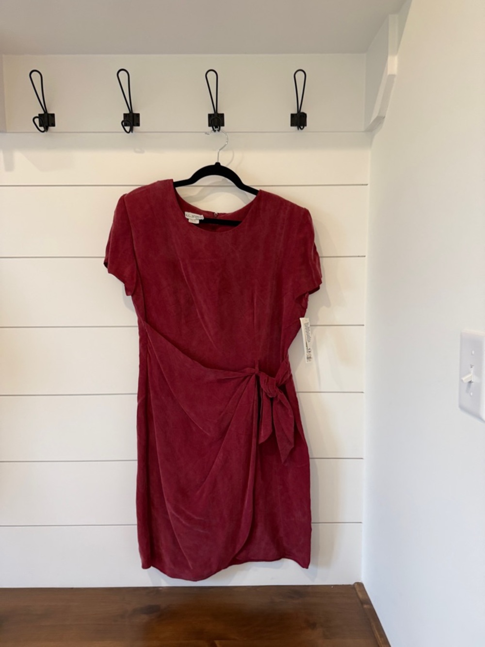 NWT K.C. Spencer New York Women’s Wine Tie-Waist Short Sleeve Dress Size 14
